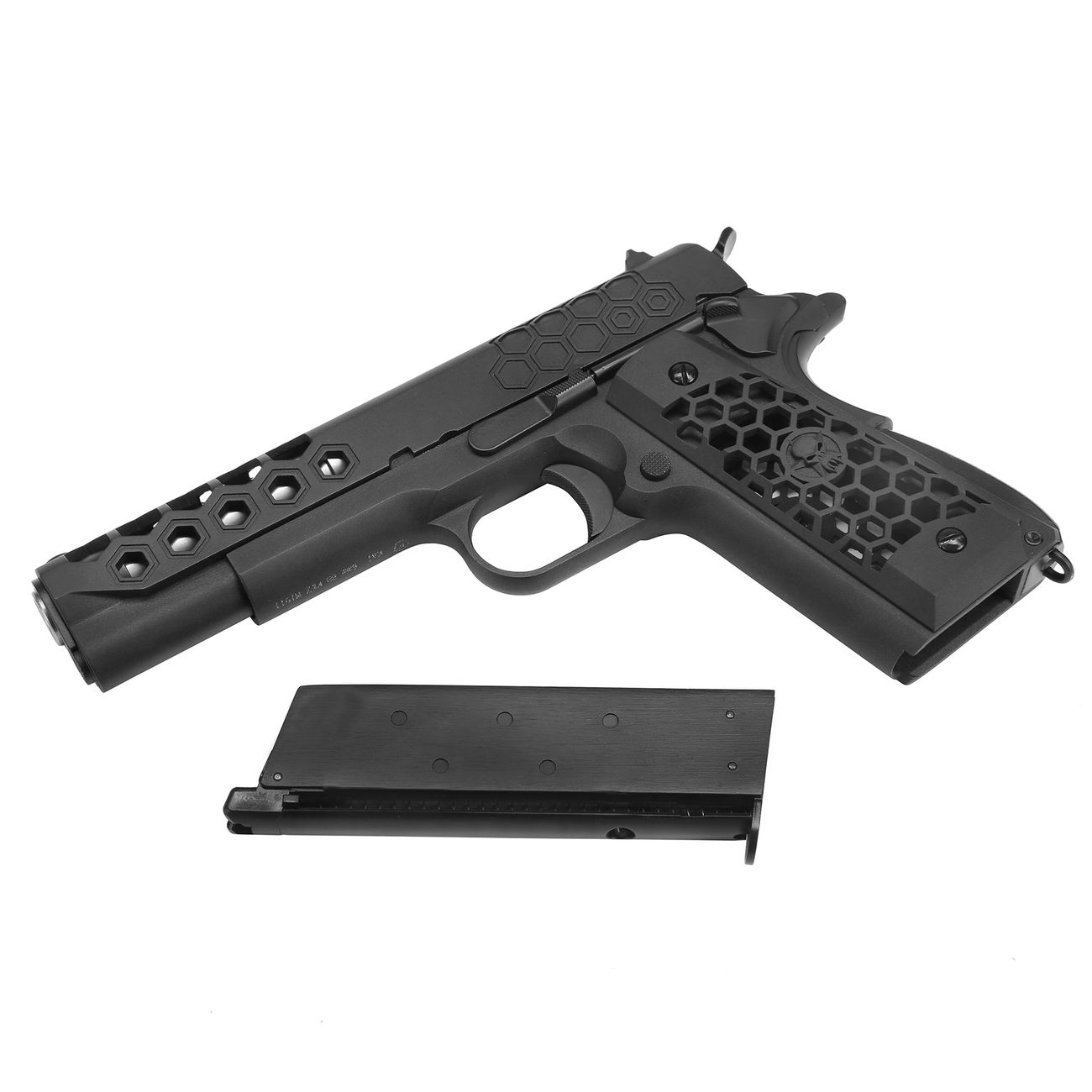 Wei-ETech M1911 Hex Cut Version Punisher Vollmetall GBB 6mm BB schwarz Bild 4