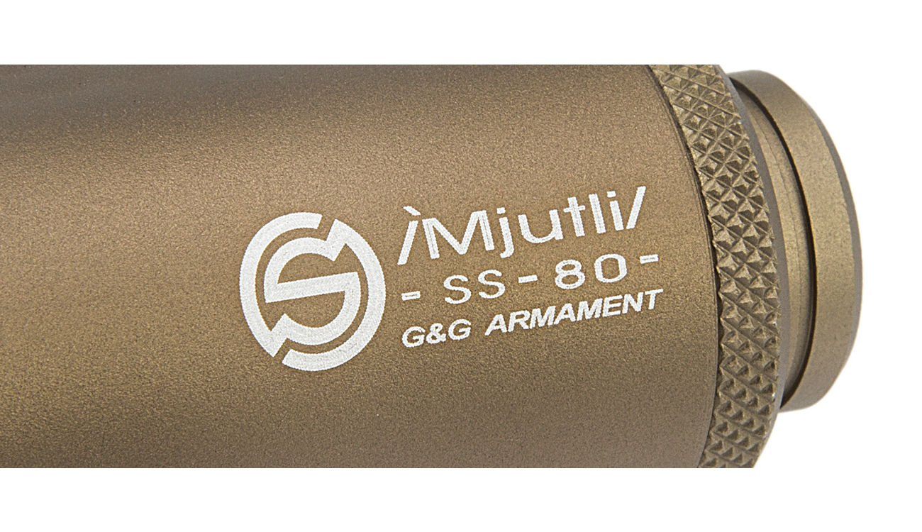 G&G SS-80 Alumininium Mock Suppressor 14mm- / 14mm+ Desert Tan Bild 4