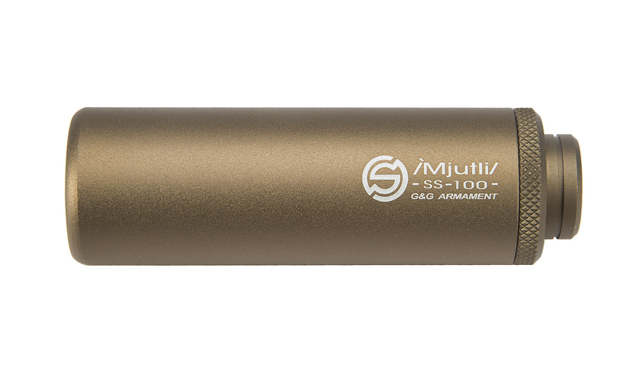 G&G SS-100 Alumininium Mock Suppressor 14mm- / 14mm+ Desert Tan Bild 2