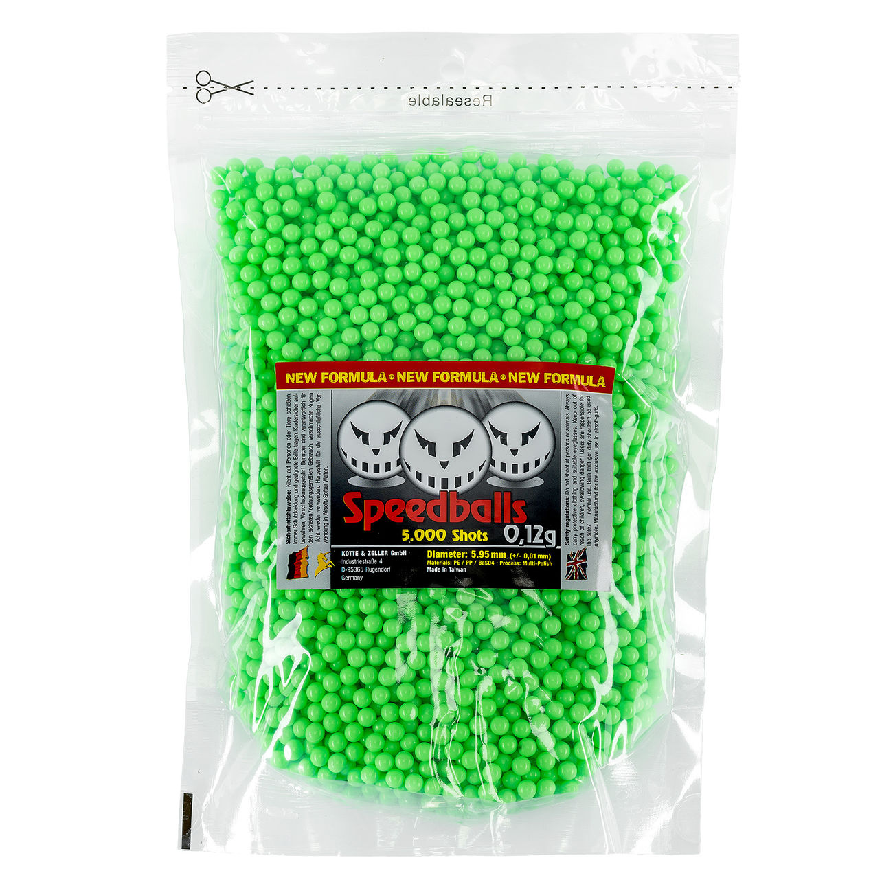 Speedballs New Formula BBs 0,12g 5.000er Beutel Zombie Green Airsoftkugeln