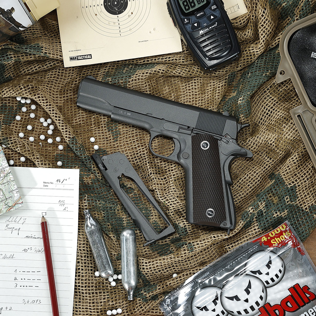 KWC M1911A1 Military Vollmetall CO2 BlowBack 6mm BB Parkerized Bild 1