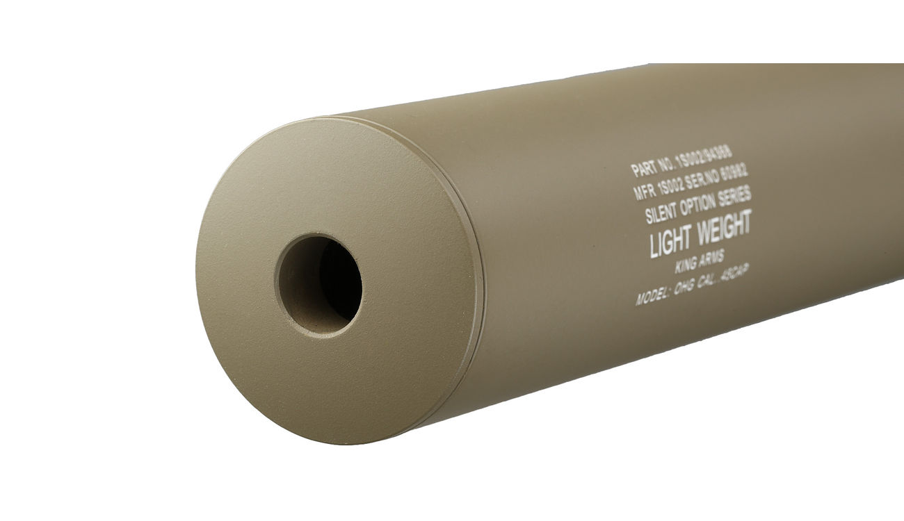 King Arms Light Weight Aluminium Silencer 335 x 40mm 14mm- Dark Earth Bild 3