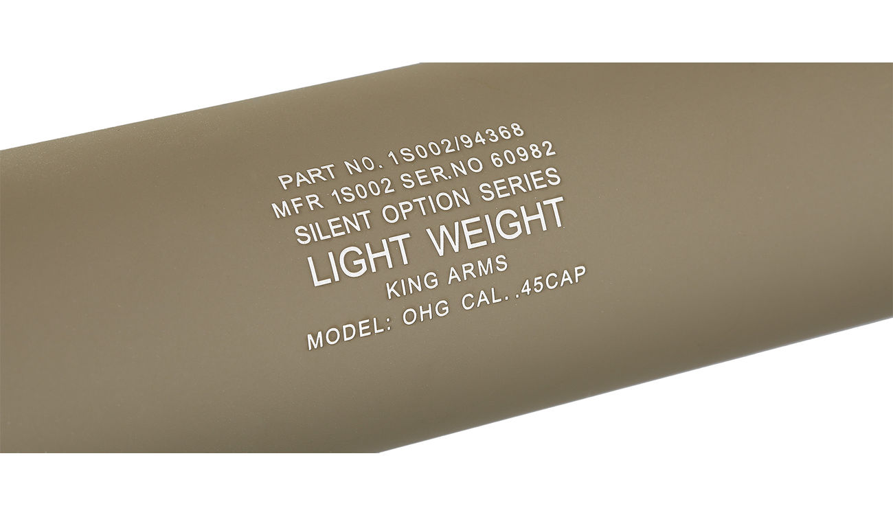 King Arms Light Weight Aluminium Silencer 335 x 40mm 14mm- Dark Earth Bild 4