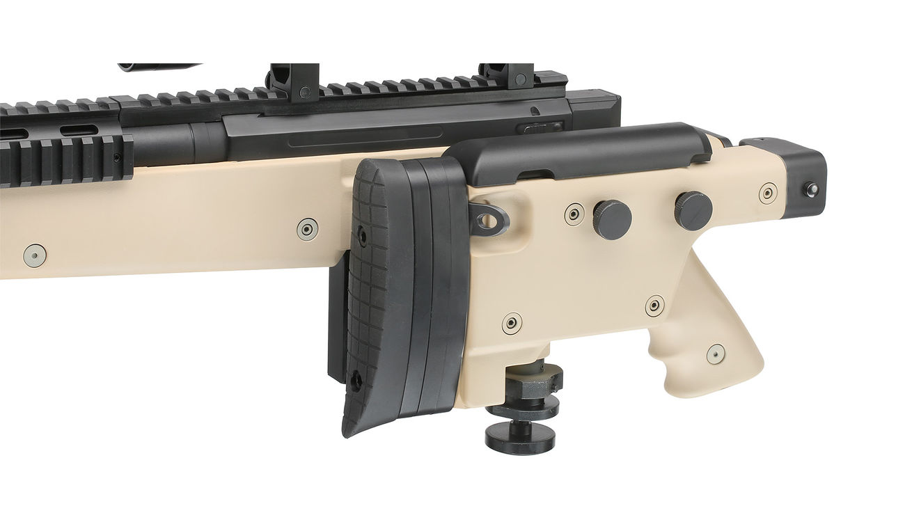 Well MB4407D Mini-HE Snipergewehr inkl. Zweibein / Zielfernrohr Springer 6mm BB tan Bild 5