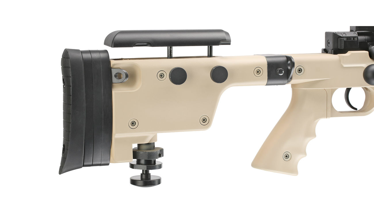 Well MB4407D Mini-HE Snipergewehr inkl. Zweibein / Zielfernrohr Springer 6mm BB tan Bild 6
