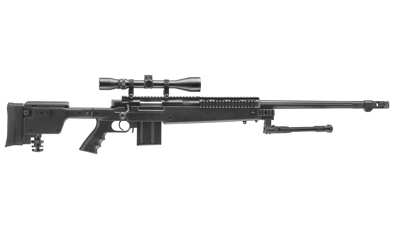 Well MB4407D Mini-HE Snipergewehr inkl. Zweibein / Zielfernrohr Springer 6mm BB schwarz Bild 2