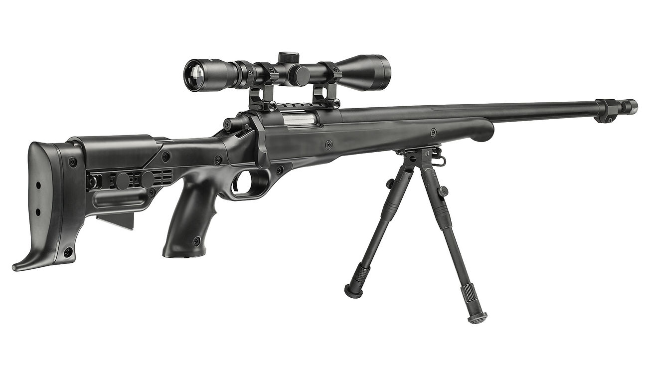 Well MB11D M728 Snipergewehr inkl. Zweibein / Zielfernrohr Springer 6mm BB schwarz Bild 3