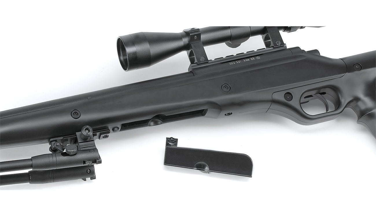 Ersatzteileset Well MB11D M728 Snipergewehr inkl. Zweibein / Zielfernrohr Springer 6mm BB schwarz Bild 6