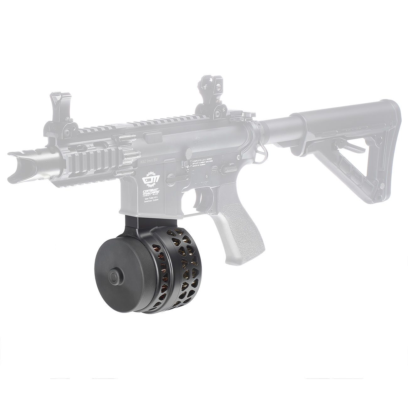 Iron Airsoft M4 Skeletonized X-Style Trommelmagazin 1000 Schuss schwarz - Sound Control Bild 1