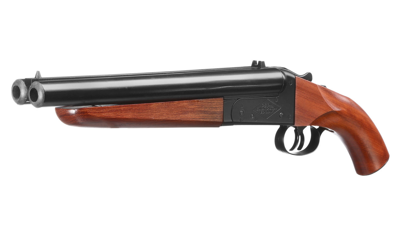 Haw San FS-0521 Double Barrel Vollmetall Gas Shotgun 6mm BB Echtholz-Version