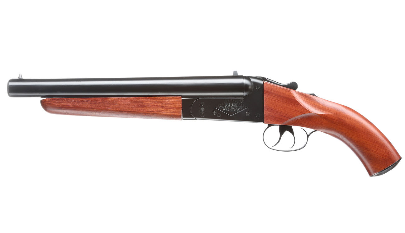 Haw San FS-0521 Double Barrel Vollmetall Gas Shotgun 6mm BB Echtholz-Version Bild 1