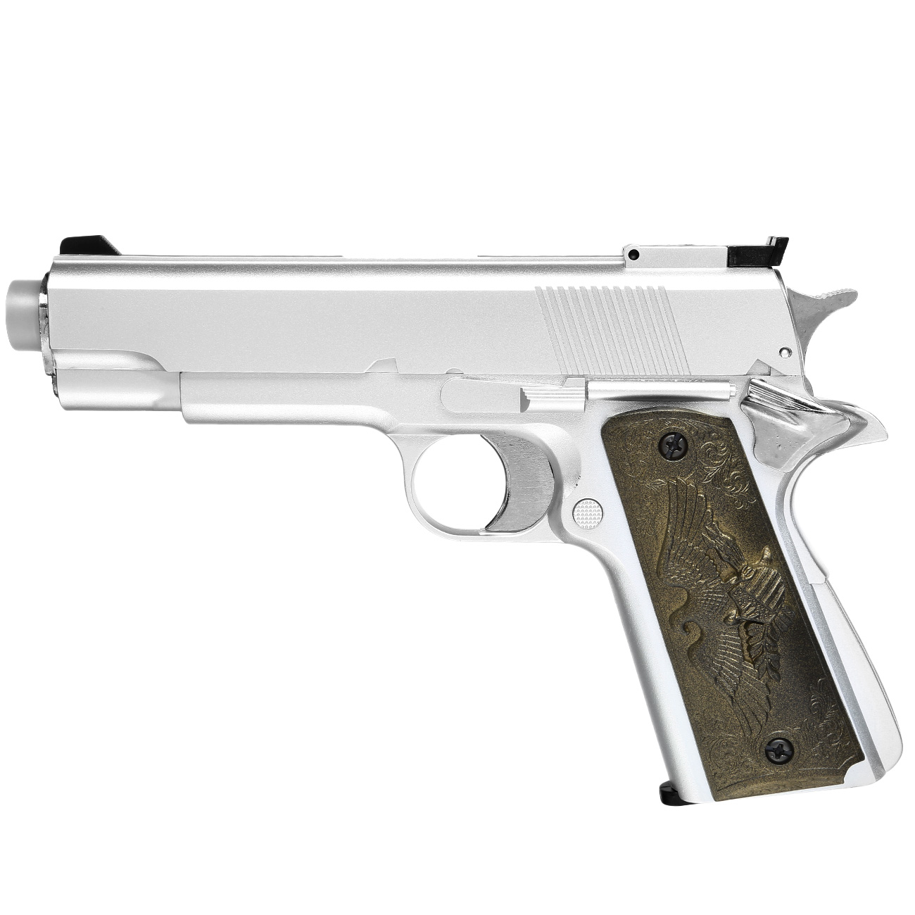 HFC M1911 Eagle-Style Gas NBB Softairpistole 6mm BB silber