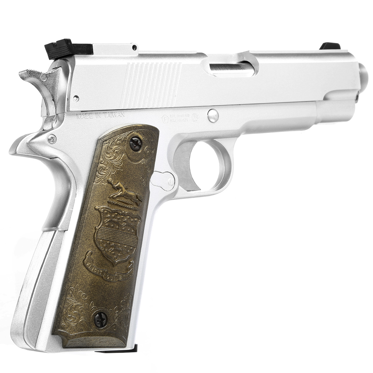 HFC M1911 Eagle-Style Gas NBB Softairpistole 6mm BB silber Bild 3