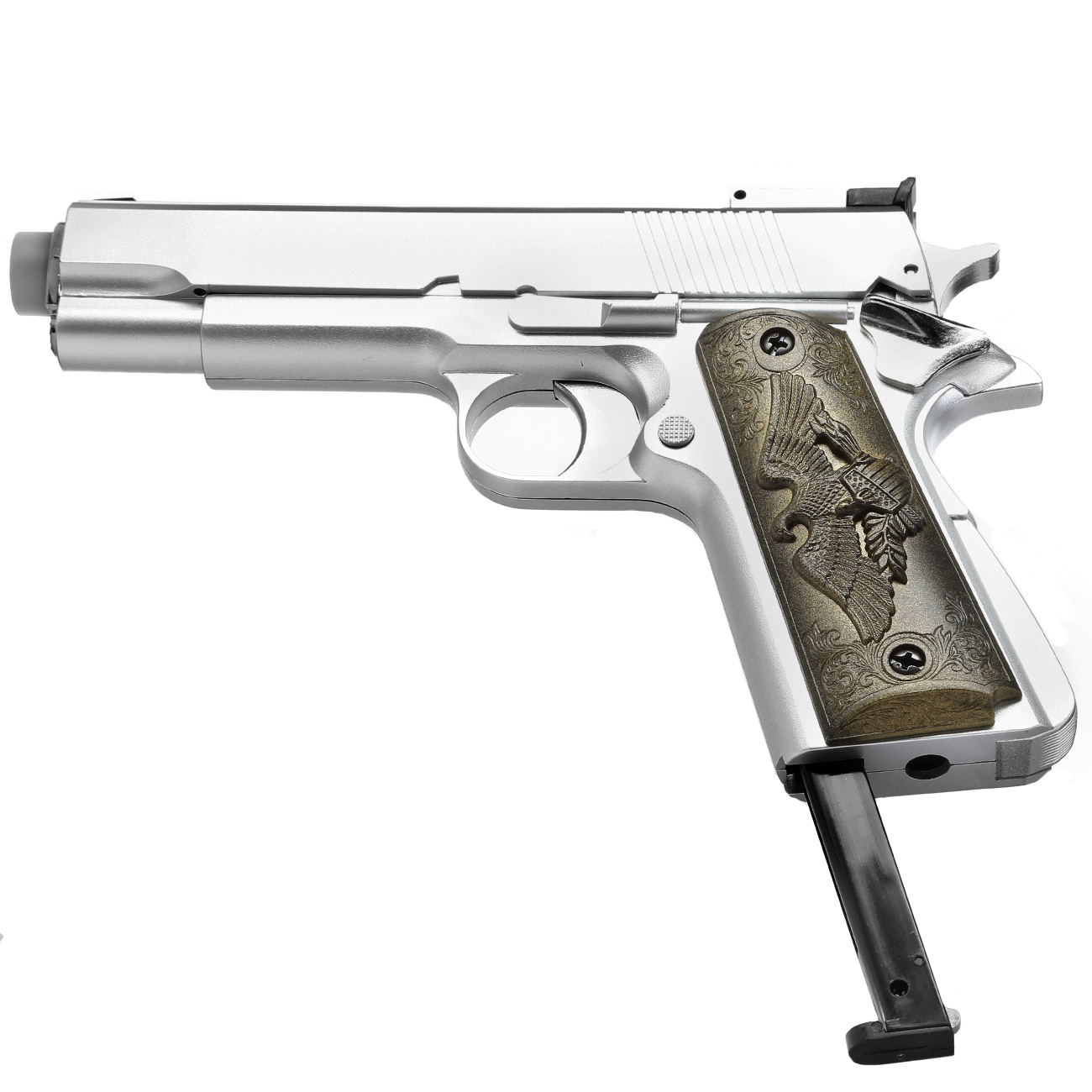 HFC M1911 Eagle-Style Gas NBB Softairpistole 6mm BB silber Bild 5