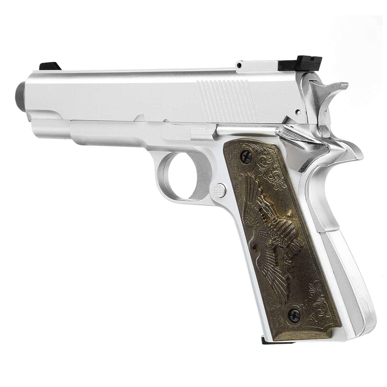 HFC M1911 Eagle-Style Gas NBB Softairpistole 6mm BB silber Bild 6