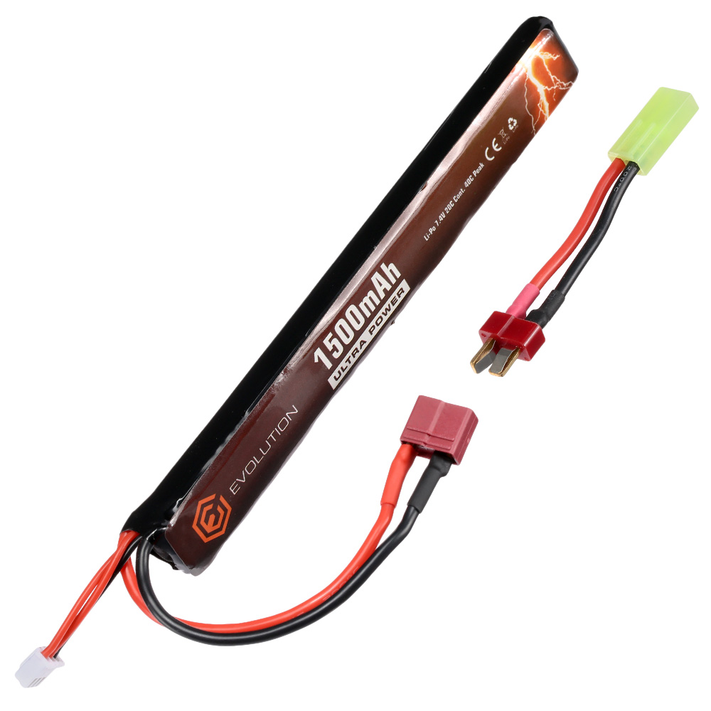 Evolution Ultra-Power LiPo Akku 7,4V 1500mAh 20C / 40C Stick-Type m. T-Stecker + Mini-Tam Adapter Bild 1