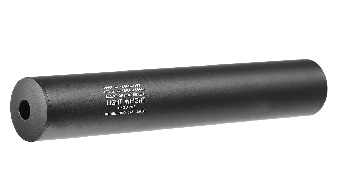 King Arms Light Weight Aluminium Silencer 245 x 40mm 14mm- schwarz