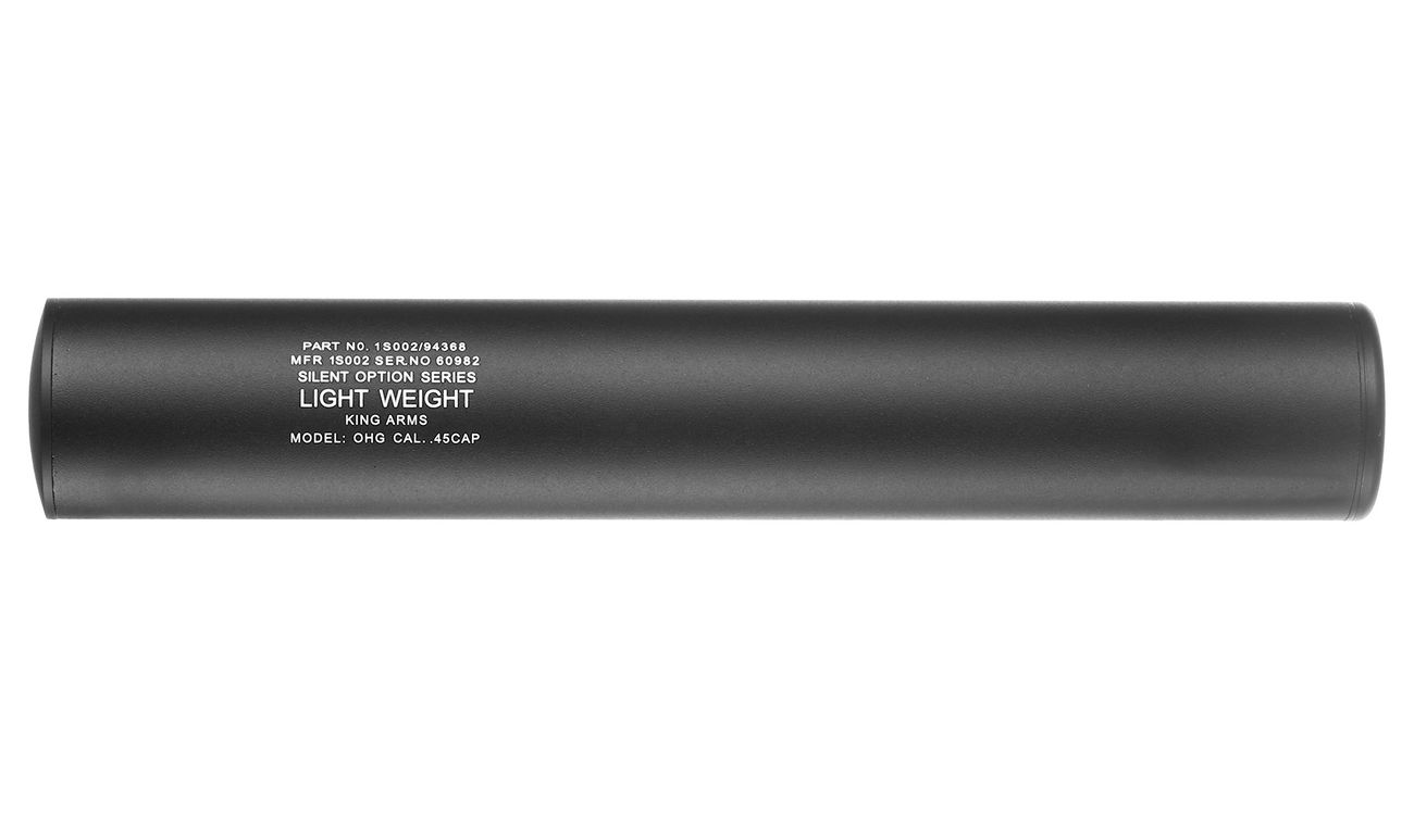 King Arms Light Weight Aluminium Silencer 245 x 40mm 14mm- schwarz Bild 2