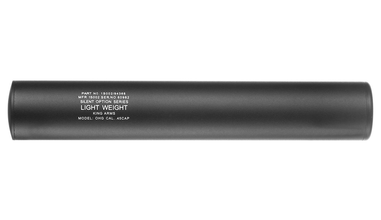 King Arms Light Weight Aluminium Silencer 245 x 40mm 14mm- schwarz Bild 2