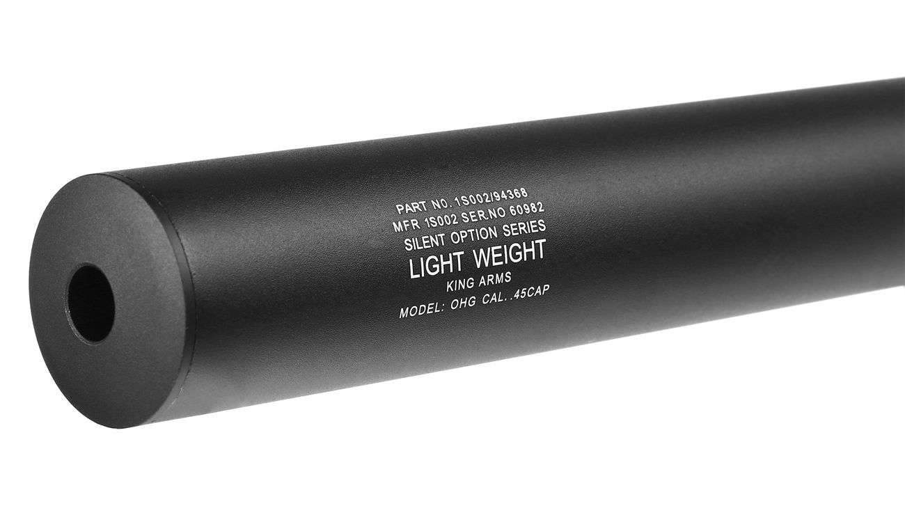 King Arms Light Weight Aluminium Silencer 245 x 40mm 14mm- schwarz Bild 4