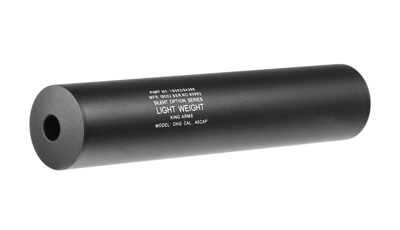 King Arms Light Weight Aluminium Silencer 200 x 40mm 14mm- schwarz