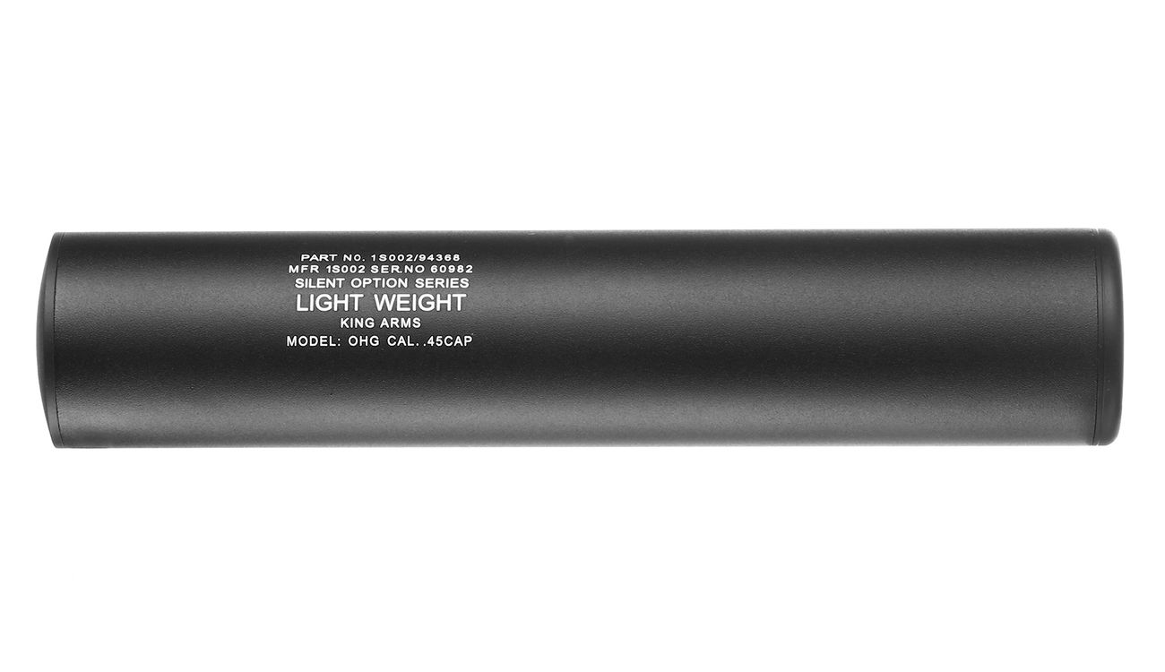 King Arms Light Weight Aluminium Silencer 200 x 40mm 14mm- schwarz Bild 2