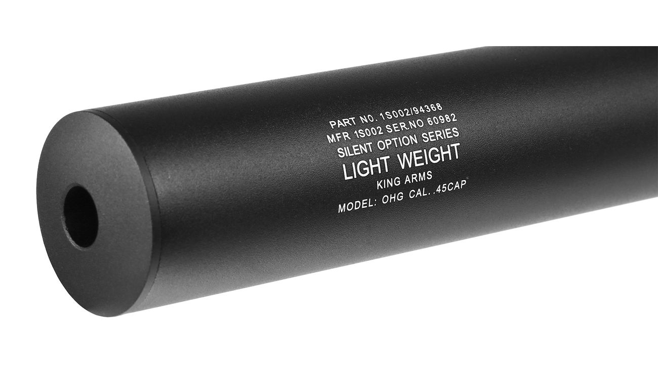 King Arms Light Weight Aluminium Silencer 200 x 40mm 14mm- schwarz Bild 4