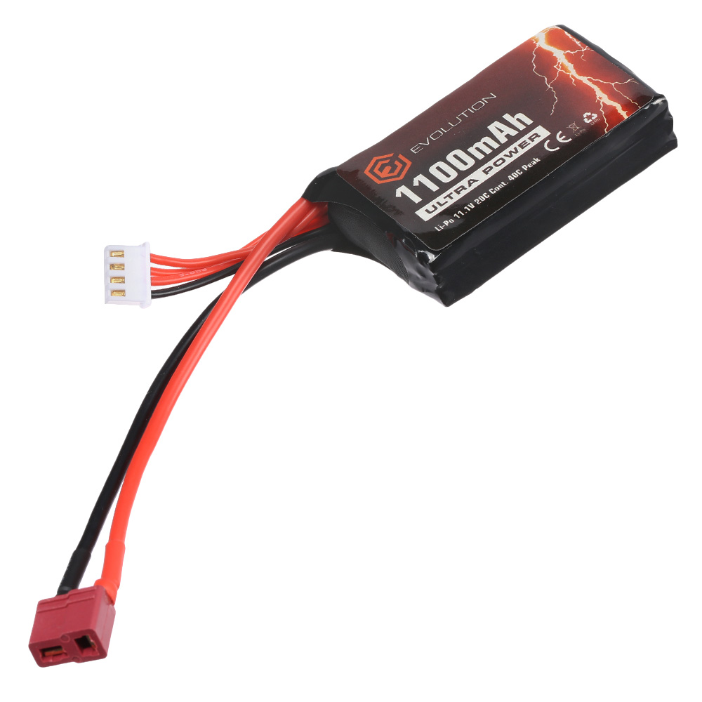 Evolution Ultra-Power LiPo Akku 11,1V 1100mAh 20C / 40C AN/PEQ15 Type m. T-Stecker + Mini-Tam Adapter Bild 2