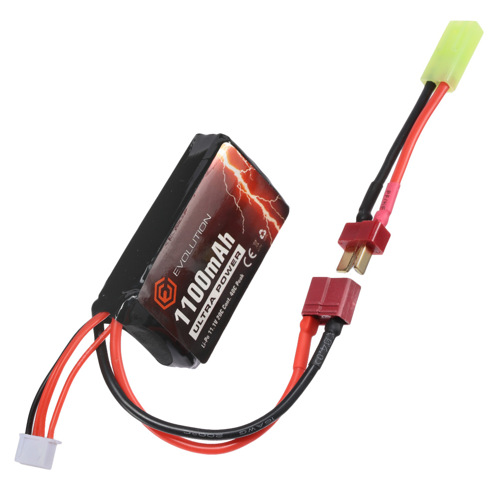 Evolution Ultra-Power LiPo Akku 11,1V 1100mAh 20C / 40C AN/PEQ15 Type m. T-Stecker + Mini-Tam Adapter Bild 3