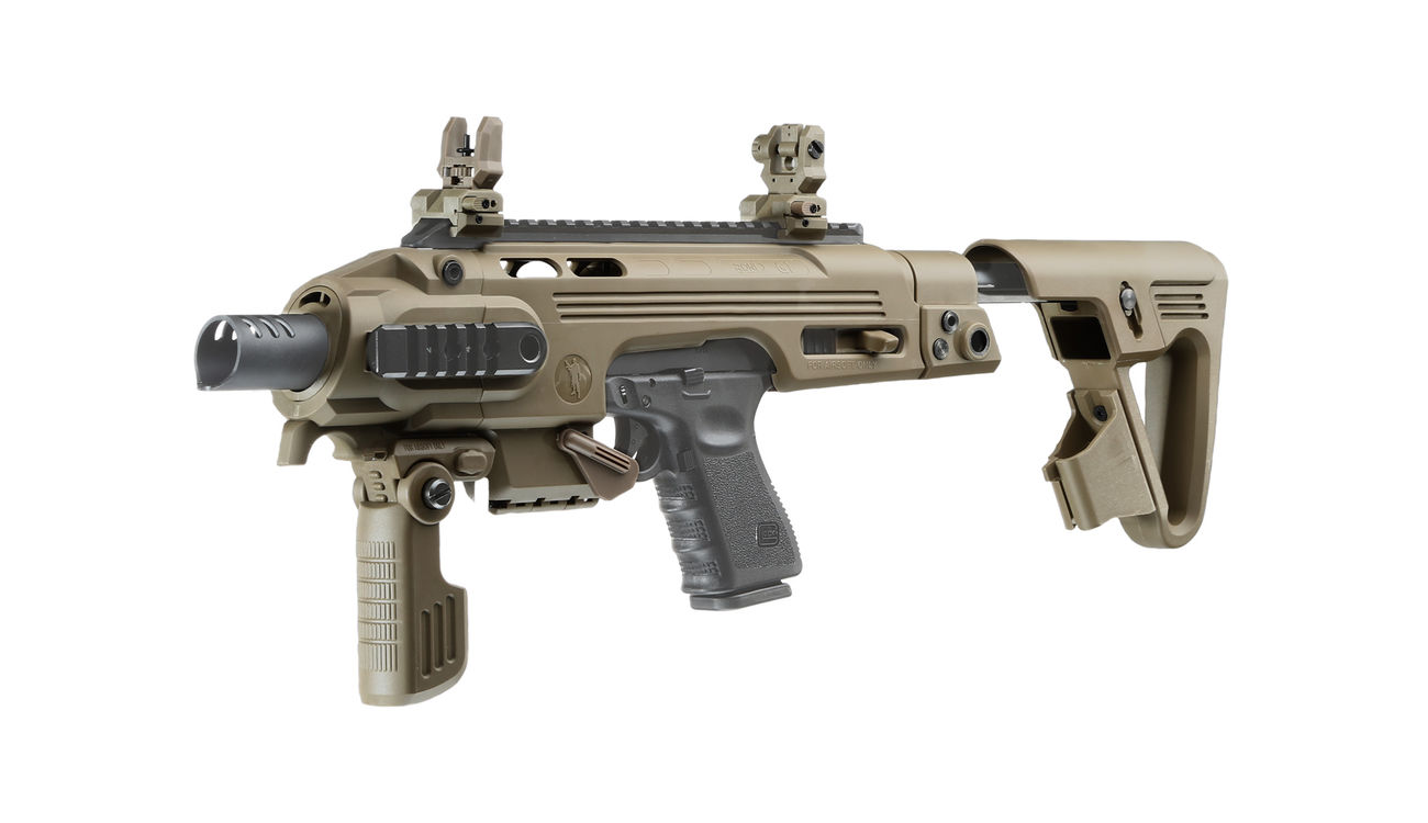 CAA Airsoft Division RONI Carbine Conversion Kit f. TM / KSC / WE G17 / G18C / G18 / G23F Dark Earth