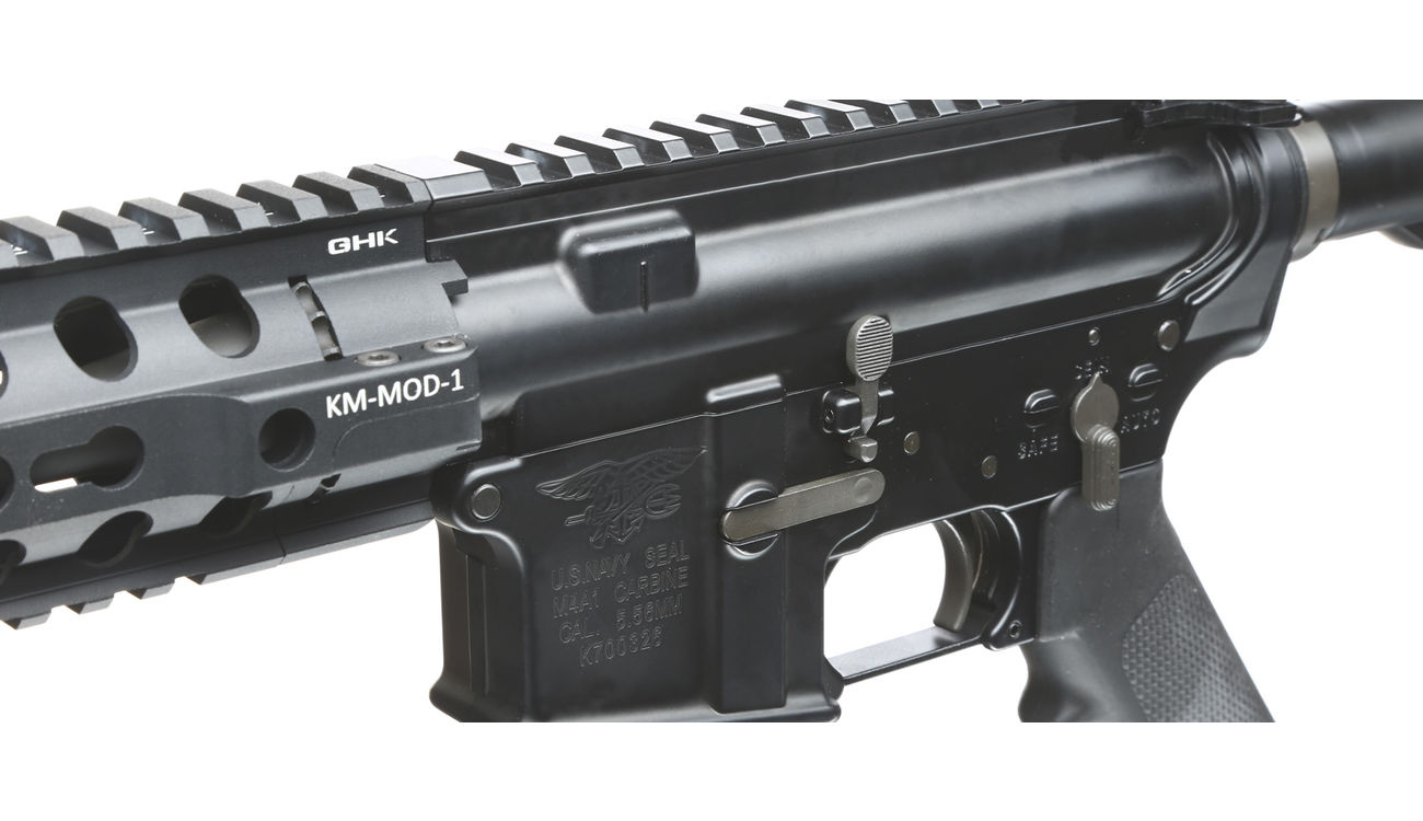 GHK M4 KeyMod MOD1 V2 Navy Seal 10.5 Zoll Vollmetall Gas-Blow-Back 6mm BB schwarz Bild 6
