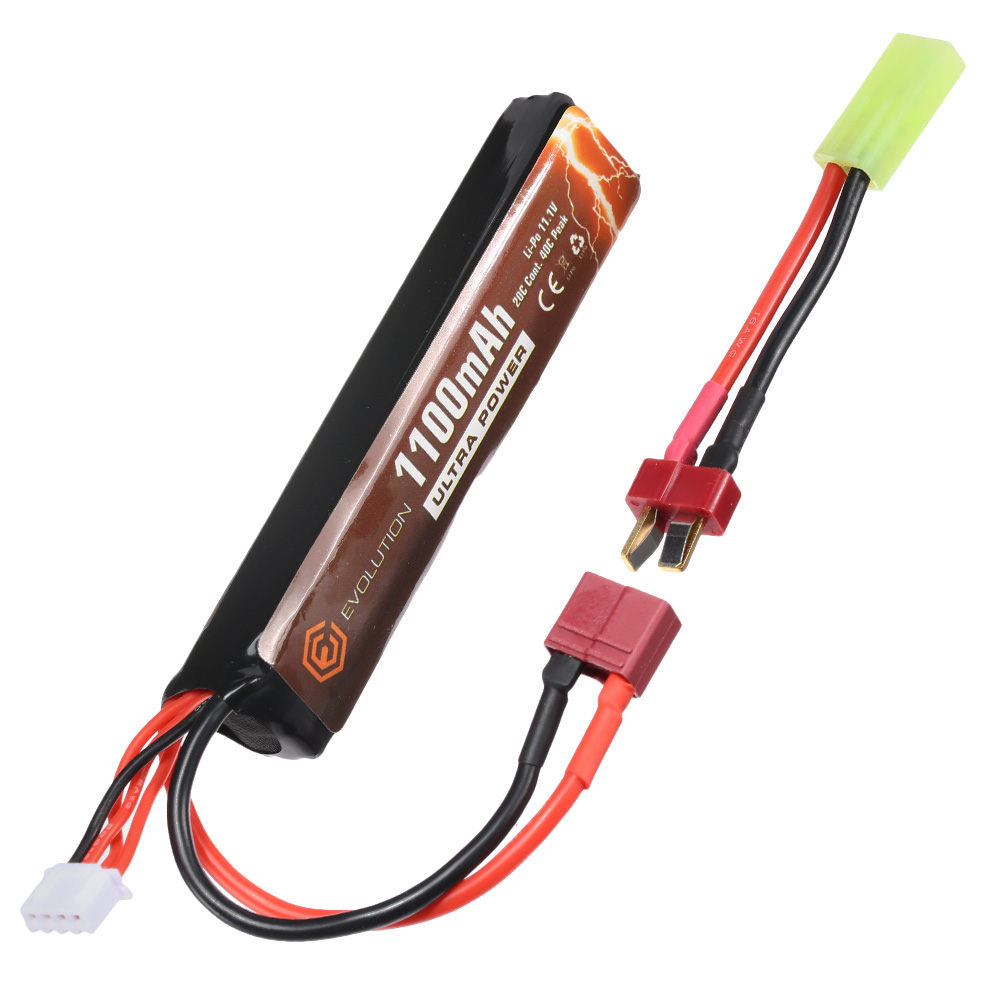 Evolution Ultra-Power LiPo Akku 11,1V 1100mAh 20C / 40C Stock-Tube Type m. T-Stecker + Mini-Tam Adapter Bild 3