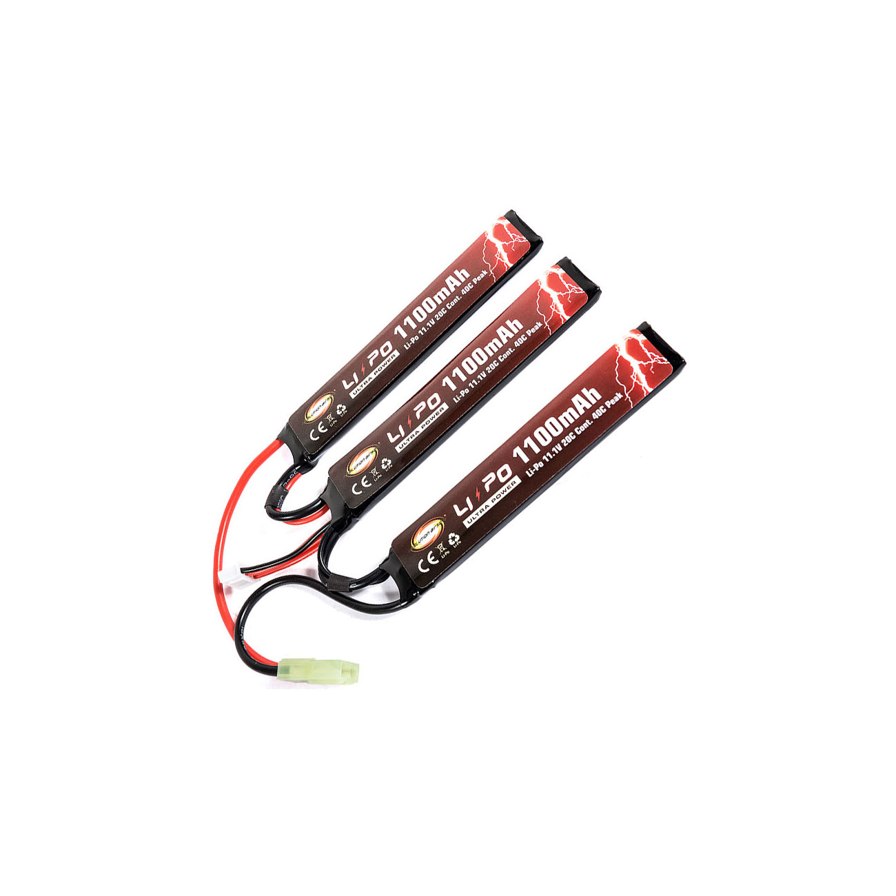 Evolution Airsoft Ultra-Power LiPo Akku 11,1V 1100mAh 20C / 40C Small Tri-Panel Type
