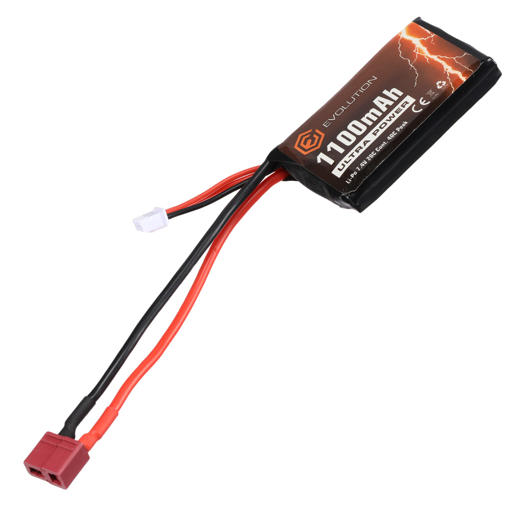 Evolution Ultra-Power LiPo Akku 7,4V 1100mAh 20C / 40C AN/PEQ15 Type m. T-Stecker + Mini-Tam Adapter Bild 2