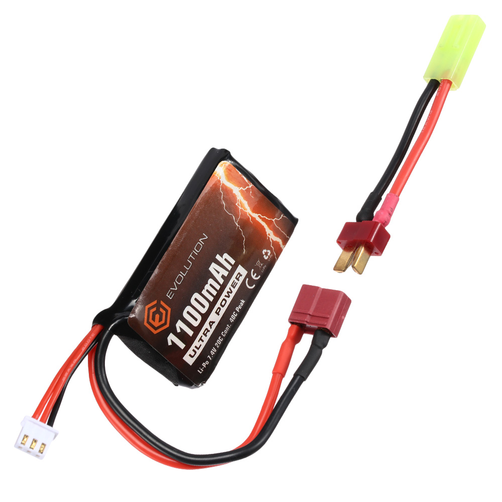 Evolution Ultra-Power LiPo Akku 7,4V 1100mAh 20C / 40C AN/PEQ15 Type m. T-Stecker + Mini-Tam Adapter Bild 3