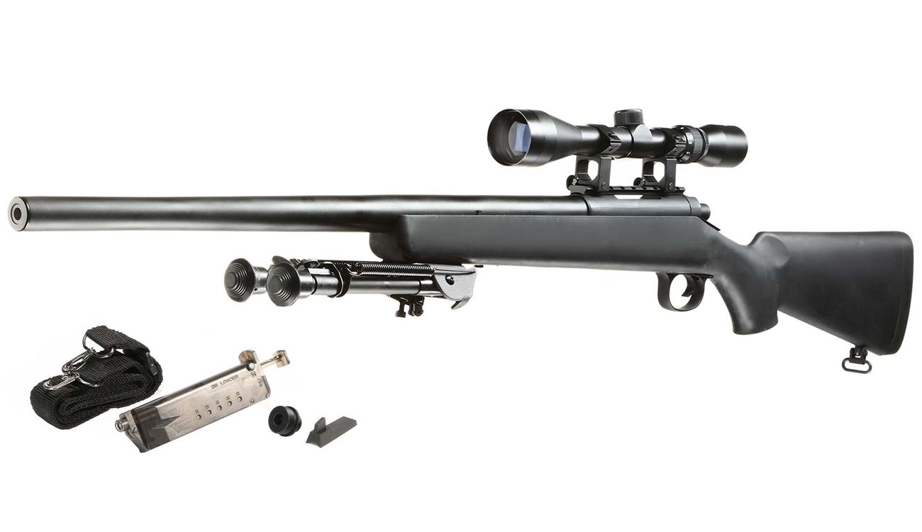 Snow Wolf Vsr 10 Snipergewehr Inkl Zweibein Zielfernrohr Springer 6mm Bb Schwarz Kotte Zeller