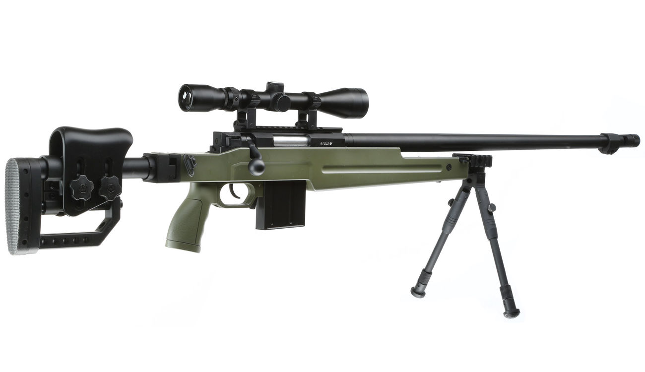 Well MB4415D Elite Tactical Snipergewehr inkl. Zweibein / Zielfernrohr Springer 6mm BB oliv Bild 3