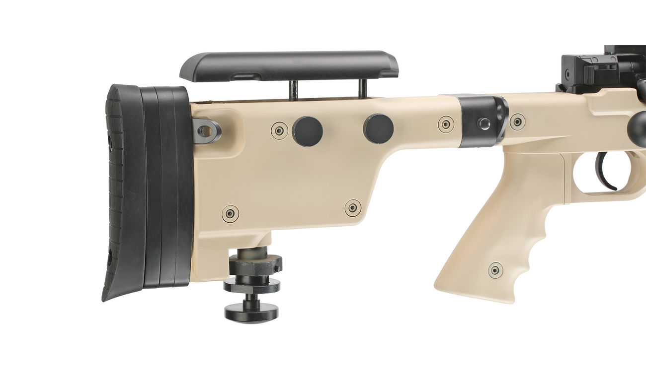 Well MB4406D Mini-HE Snipergewehr inkl. Zweibein / Zielfernrohr Springer 6mm BB tan Bild 6