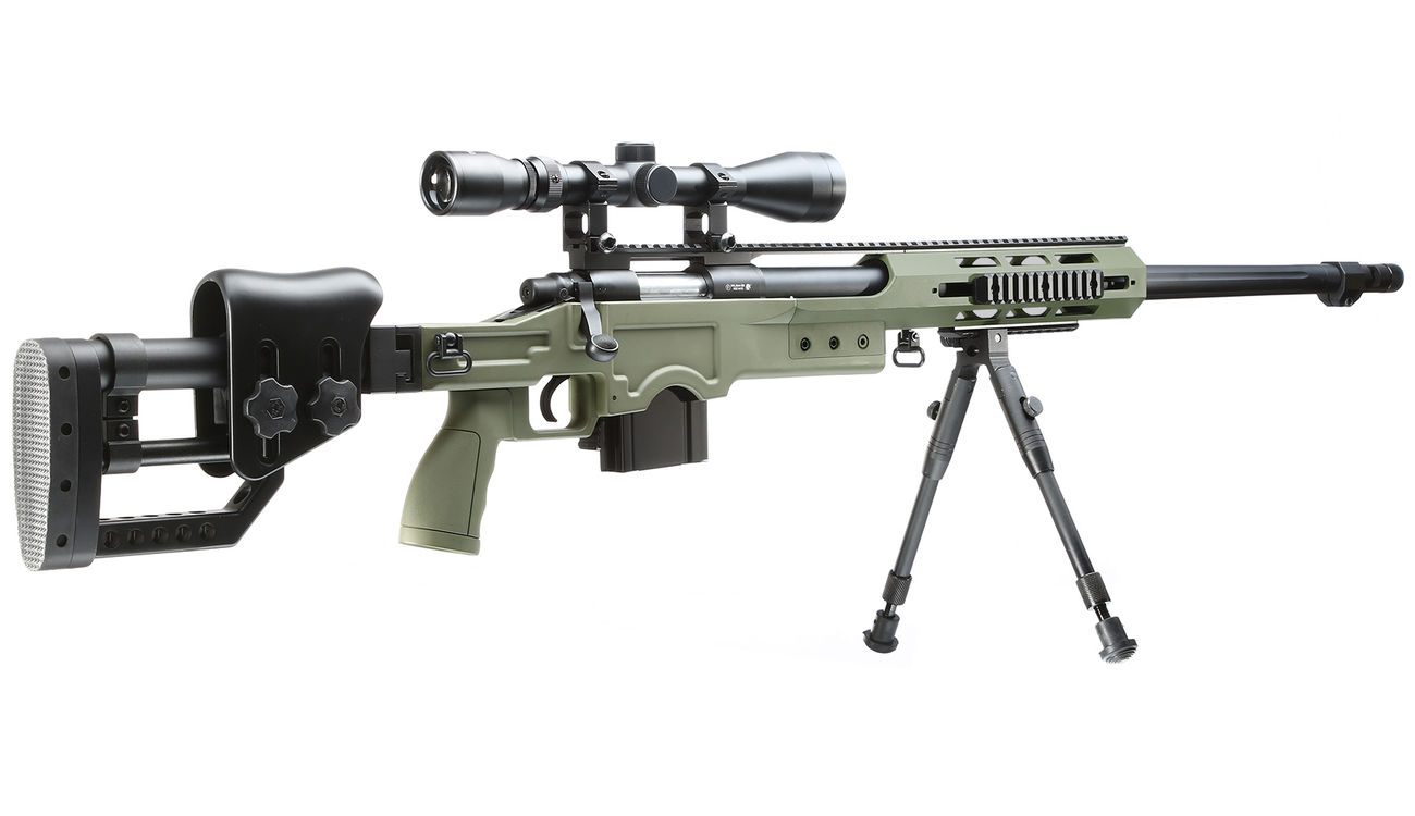 Well MB4411D MSR Snipergewehr inkl. Zweibein / Zielfernrohr Springer 6mm BB oliv Bild 3