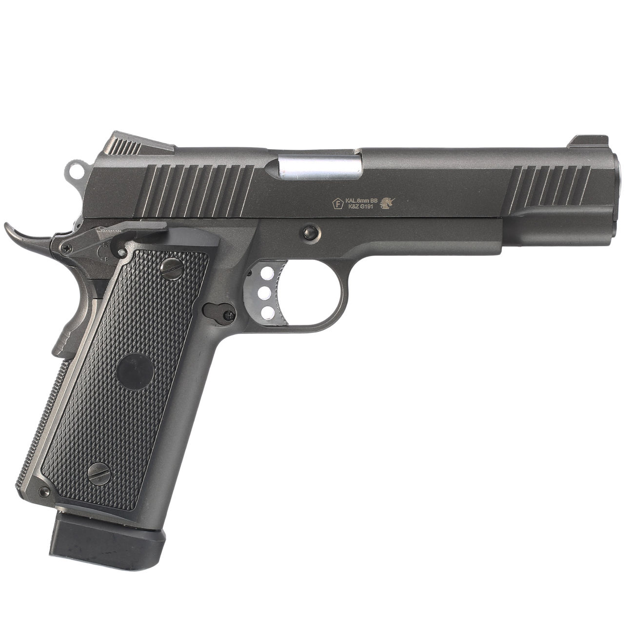 Well M1911 Hi-Capa 5.1 TAC2 Vollmetall CO2 Blowback 6mm BB grau inkl. Koffer Bild 1