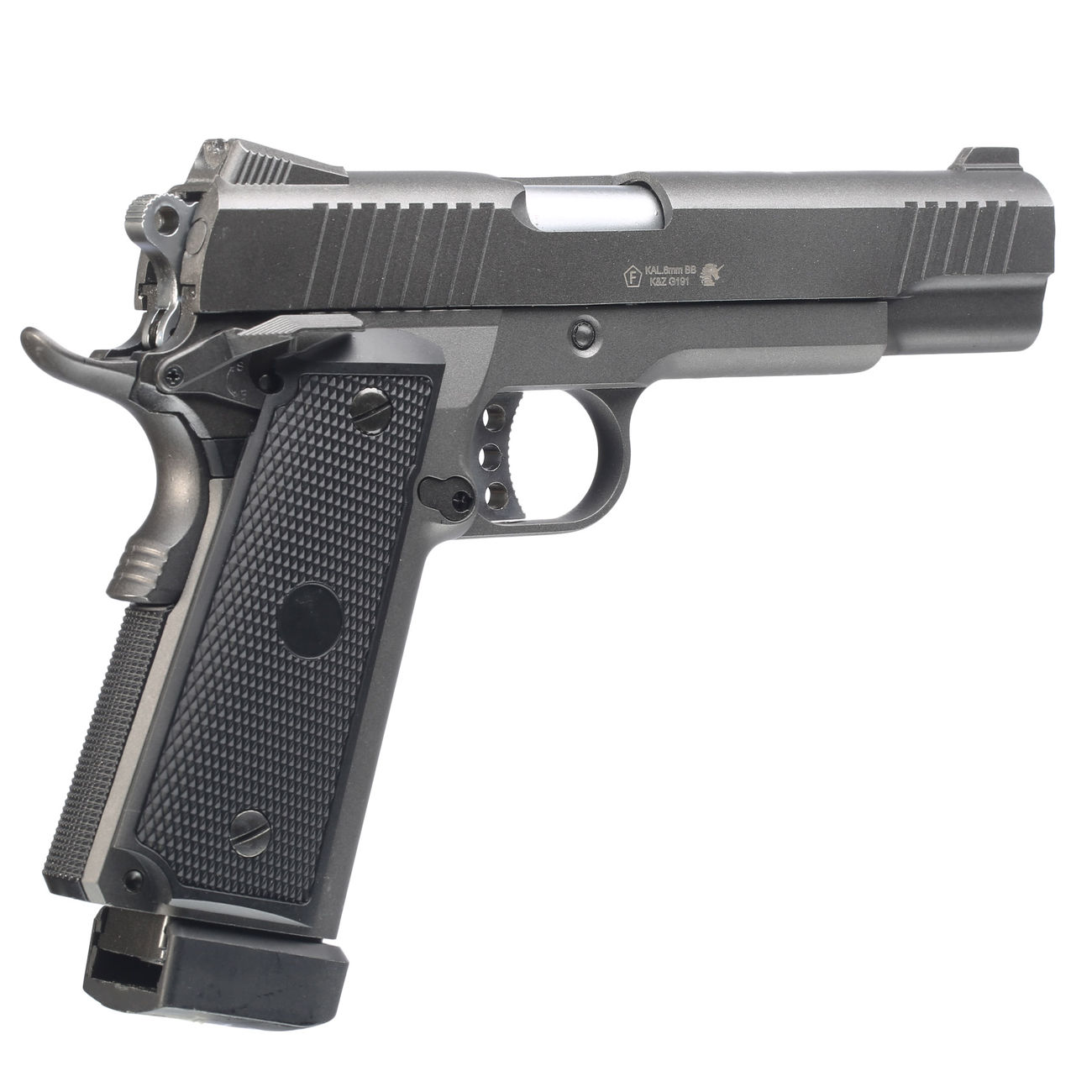 Well M1911 Hi-Capa 5.1 TAC2 Vollmetall CO2 Blowback 6mm BB grau inkl. Koffer Bild 3