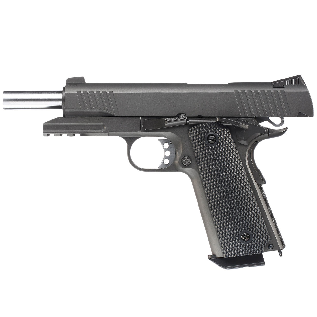 Well M1911 TAC Vollmetall CO2 Blowback 6mm BB grau inkl. Koffer Bild 1