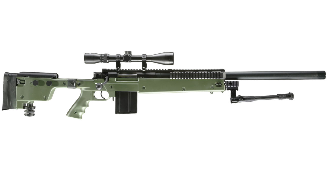 Well MB4406D Mini-HE Snipergewehr inkl. Zweibein / Zielfernrohr Springer 6mm BB oliv Bild 2