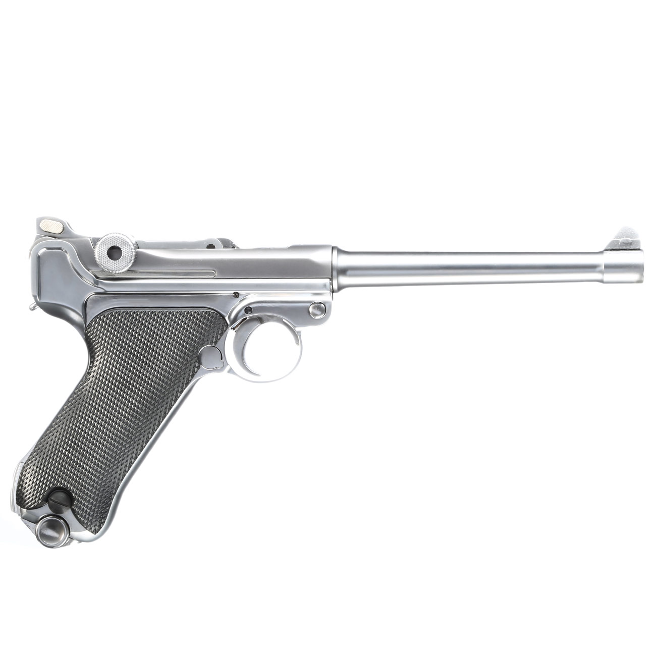 Wei-ETech P08 Airsoft Vollmetall GBB 6mm BB Chrome-Finish Version - 6 Zoll Version Bild 2