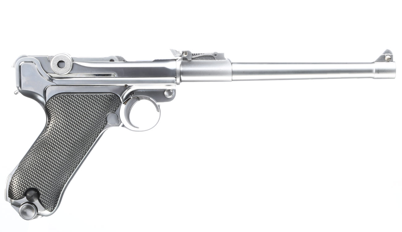Wei-ETech P08 Airsoft Vollmetall GBB 6mm BB Chrome-Finish Version - 8 Zoll Version Bild 2