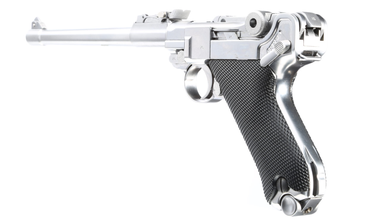 Wei-ETech P08 Airsoft Vollmetall GBB 6mm BB Chrome-Finish Version - 8 Zoll Version Bild 3