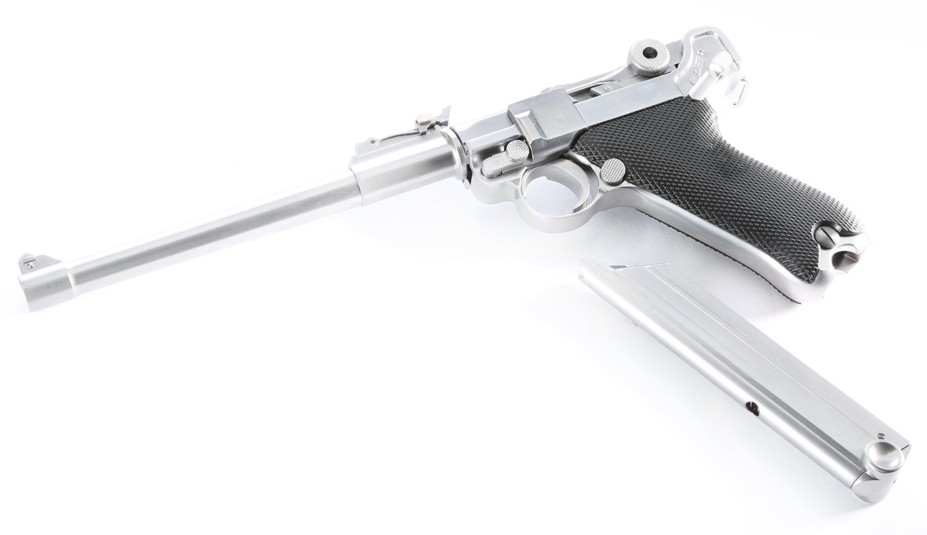 Wei-ETech P08 Airsoft Vollmetall GBB 6mm BB Chrome-Finish Version - 8 Zoll Version Bild 4