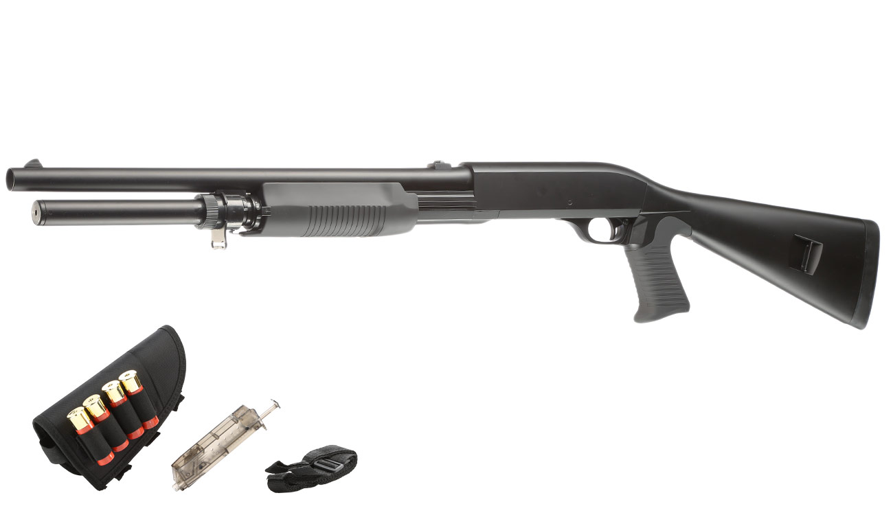 ASG Franchi SAS 12 Tri-Barrel Full Stock Version Airsoft Springer 6mm BB schwarz