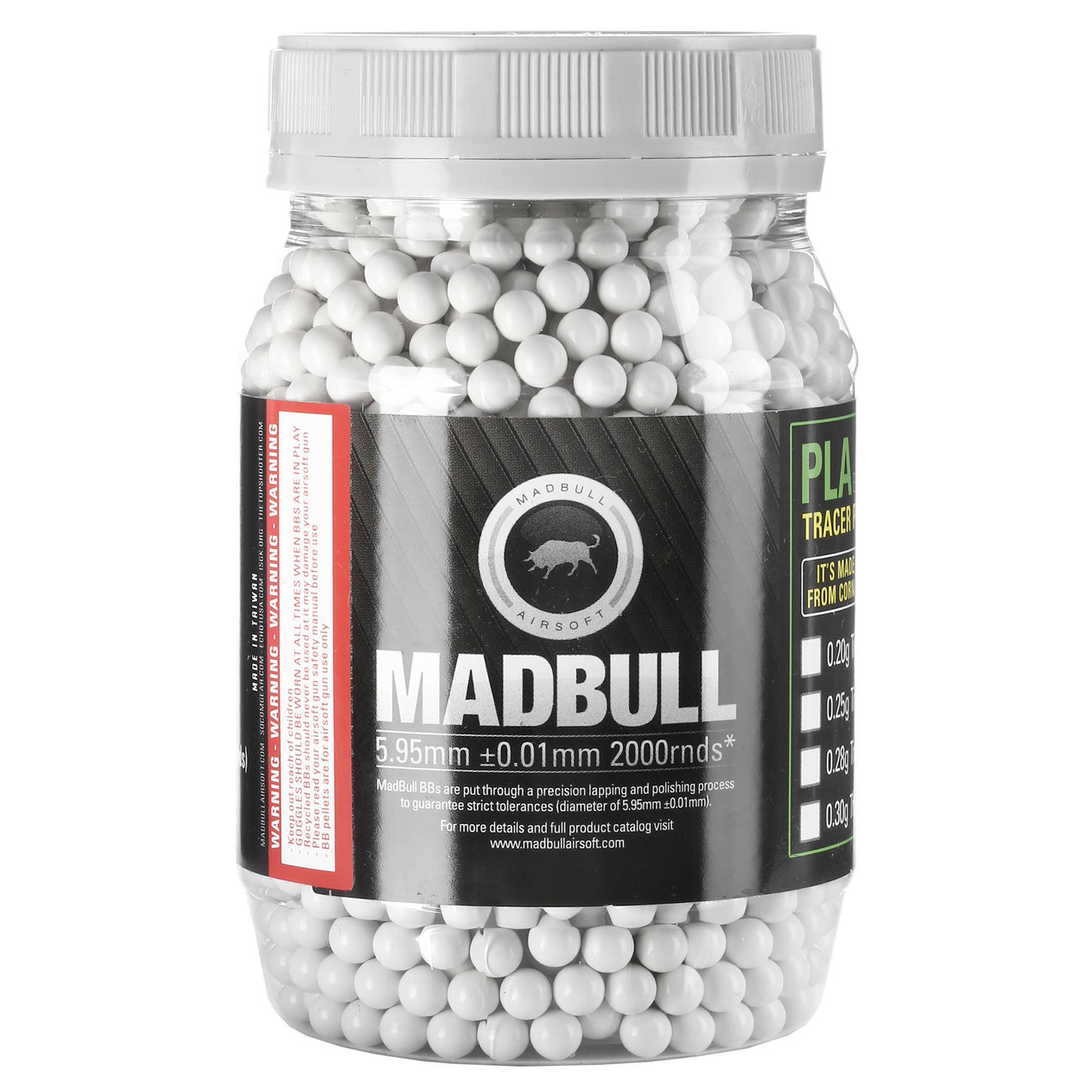 MadBull Heavy White Series BBs 0.45g 2.000er Container weiss Softair Munition 