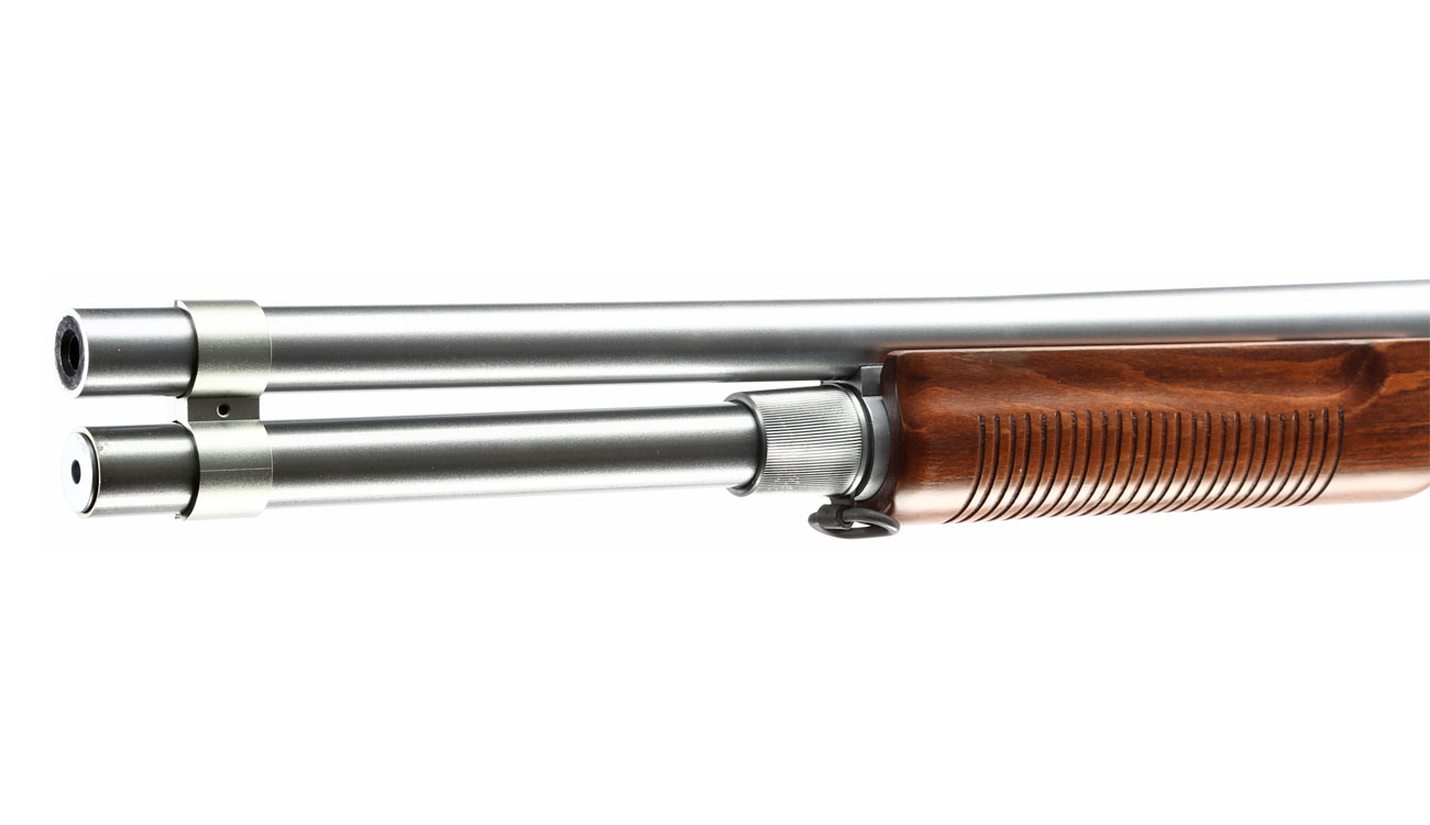 Qingliu M870 Long-Type Shotgun Vollmetall Echtholz Springer 6mm BB silber Bild 5
